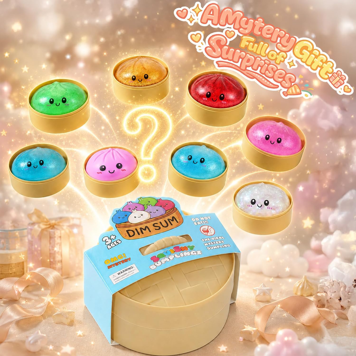 Dumpling Squishy Mystery Box, Random 1 of 14 Colors 2 Dumpling Squishy Mystery Box, Random 1 of 14 Colors - Image 2
